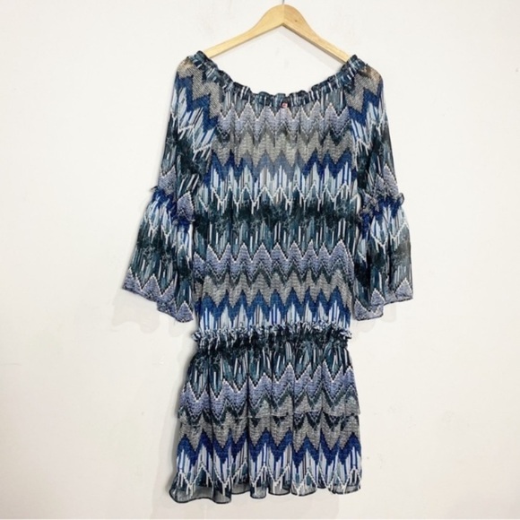 RED CARTER Indigo Blues Chiffon Beach Coverup Tunic - Picture 8 of 15